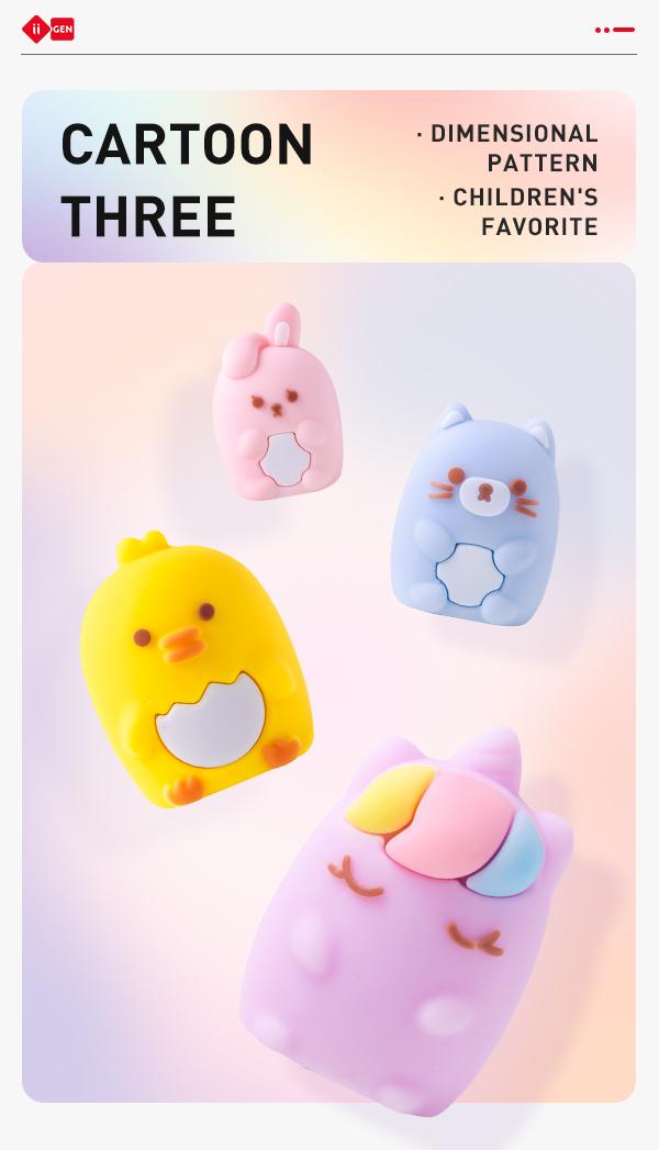 iiGEN 4PCS Cute Animal Pencil Sharpener Set Unicorn DUCK RABBIT CAT Stainless Steel Safe Long Lasting Kids Stationery