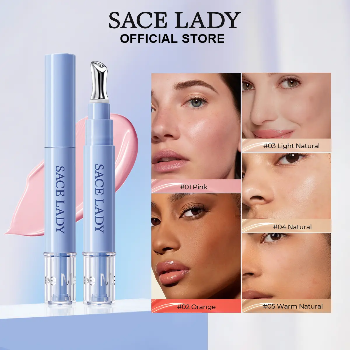 SACE LADY Full Coverage Concealer - Lightweight, Blendable Formula with Retinol & Hyaluronic Acid, 24 Hr Hydrating, Brightening for Acne, Blemishes, Redness, Under Eye Circles, Flawless Foundation-Compatible Serum, Blend, Makeup