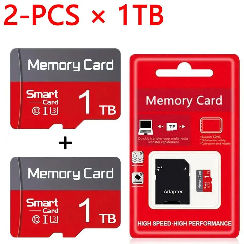 2-Pack 1TB Class 10 U3 SD Micro TF Camera Memory Cards with SD Adapter, High-Performance Reliable Storage for Electronic & Camera Devices, Camera Memory Card