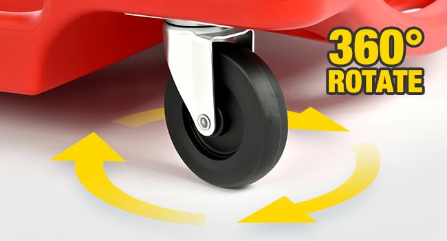 Nilight 40" Mechanic Plastic Creeper - 40 Inches Heavy Duty Shop Creeper with Padded Headrest and 6 Casters, 350 lbs Capacity, Red