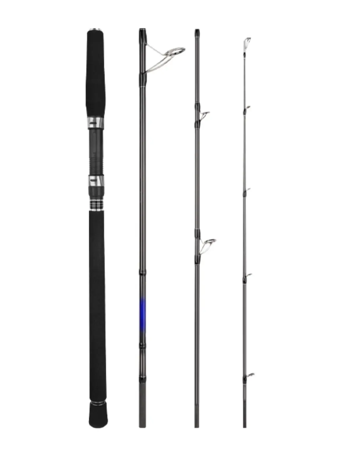 CASTJET 4-Piece Travel Surf Fishing Rod 7ft 8ft Heavy Power Spinning Rod Long Casting Pier Jetty Beach Saltwater