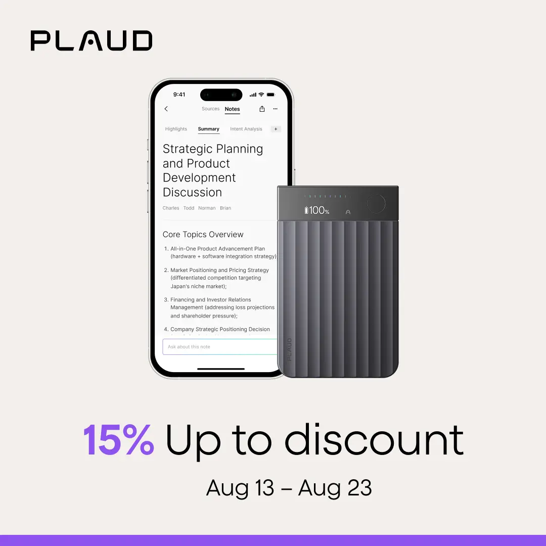 Plaud Note Pro Professional AI Audio Voice Recorder - Built-in Lithium Batteries, 4 MEMS Microphones, Instant View Display, 50-Hour Life, Automatic AI Transcription & Summary, Enterprise Cert, Office Gadget for Daily Calls, Ring Anniversary Gift