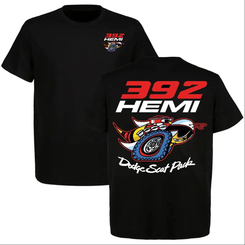 Unisex Pure Cotton Breathable Short-Sleeve Round Neck T-Shirt - 392 HEMI Dodge Scat Pack, Bee Graphic Mopar Muscle Car Top for Challenger & Charger Fans, Ideal for Racing Events & Gifting to Car Enthusiasts