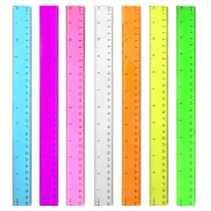 Color Transparent Ruler Plastic Rulers - Ruler 12 inch, Kids Ruler for School, Ruler with Centimeters, Millimeter and Inches, Assorted Colors, Clear Rulers, 7 Pack School Rulers