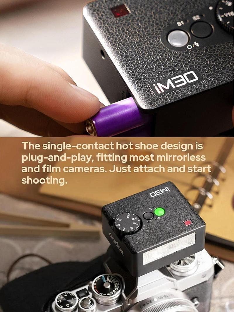 Godox Flash iM30 iFlash Camera Flash GN15 7:1/64 to Full Flash Power Steps,3.6s Recycle Time,CCT 6500K±200K with S1/S2 Optical Trigger for Canon Sony Nikon Fujifilm Fuji Olympus Panasonic Etc Cameras Godox Flash iM30 iFlash Camera Flash GN15 7:1/64 to Full Flash Power Steps,3.6s Recycle Time,CCT 6500K±200K with S1/S2 Optical Trigger for Canon Sony Nikon Fujifilm Fuji Olympus Panasonic Etc Cameras