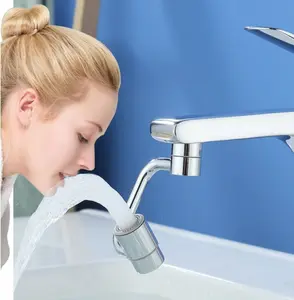 Rotatable Faucet Extension, 1080° Swivel Faucet Aerator Extender, 2 Mode Adjustable Rotating Universal Sink Faucet for Kitchen Bathroom Sink Silver