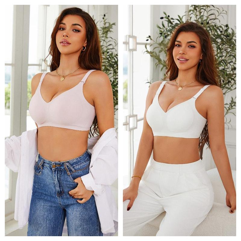 FINETOO 1PC Cloud-like Marshmallow Touch 24-hour Burden-free Companion Support Non-slip Cup Seamless Bra S-3XL womenswear