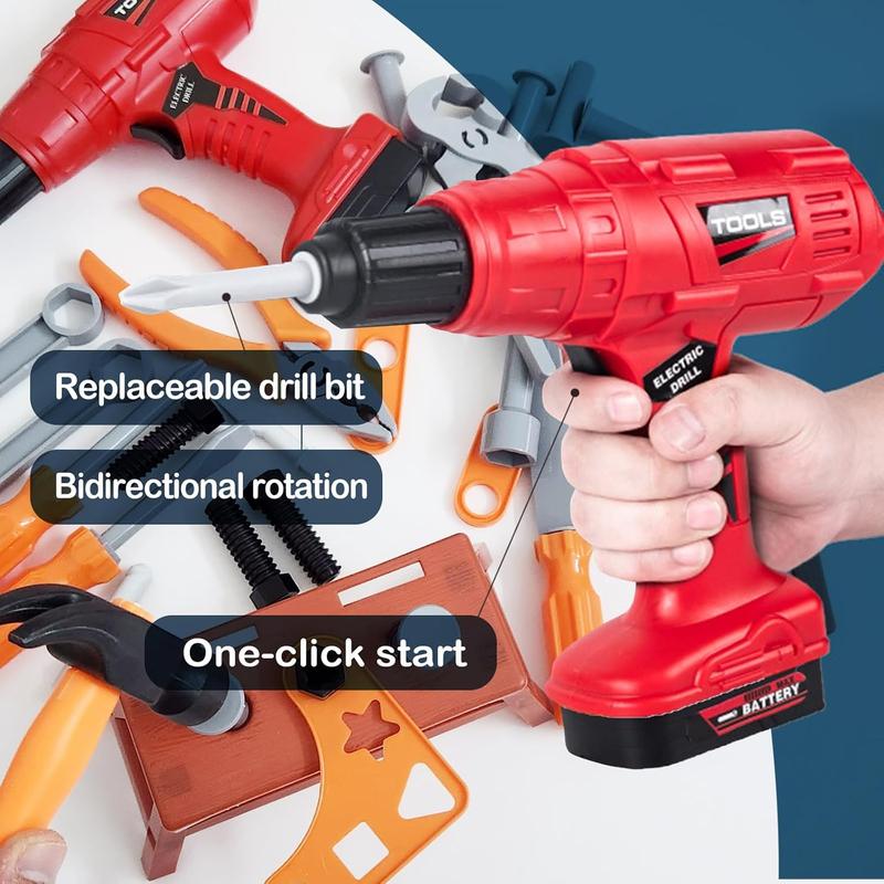 Tool Box Toy, 42pcs/set Electronic Toy Drill Kits with Box, Pretend Play Construction Tools for Enhance Hands-on Ability, Simulation Tool Box Repair Toy for Teenagers and Adults