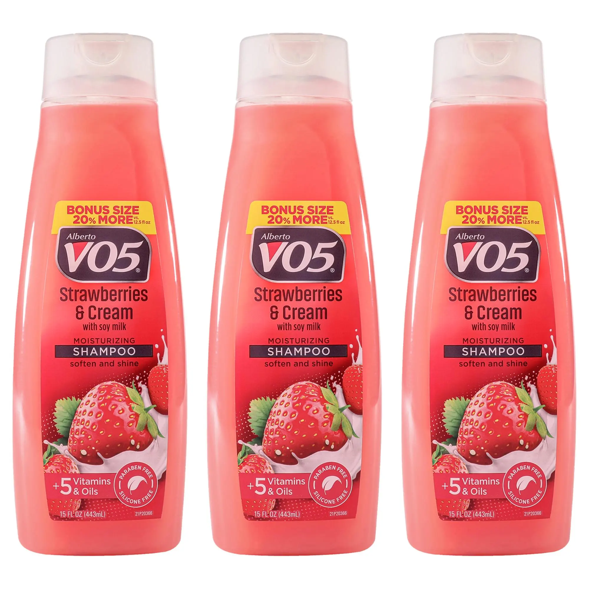 Moisturizing Strawberries Cream Shampoo by Alberto VO5 for Unisex - 15 oz Shampoo - Pack of 3