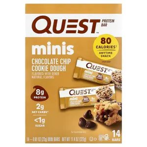 Quest Nutrition Minis, Protein Bar, Chocolate Chip Cookie Dough, 14 Bars, 0.81 oz (23 g) Each