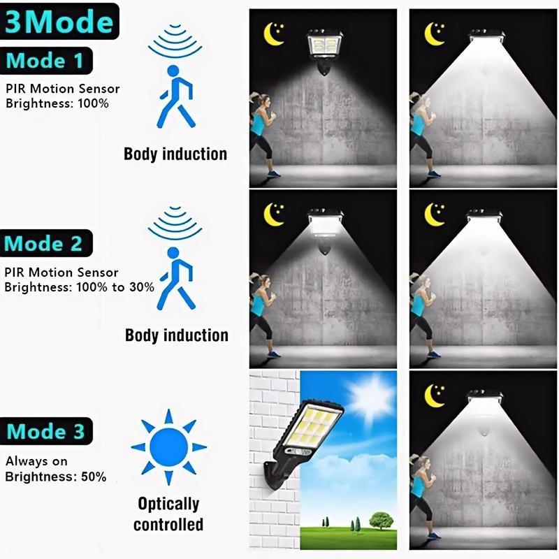 8 Pcs Solar Street Lights - Motion Sensor Security Solar Flood Lights, Remote Control Outdoor Road Wall Lamp With 3 Lighting Modes For Front Door, Garden, Yard, Garage, Path - Heavy-Duty Waterproof Solar Wall Lights , Easy installation Garden Lamp