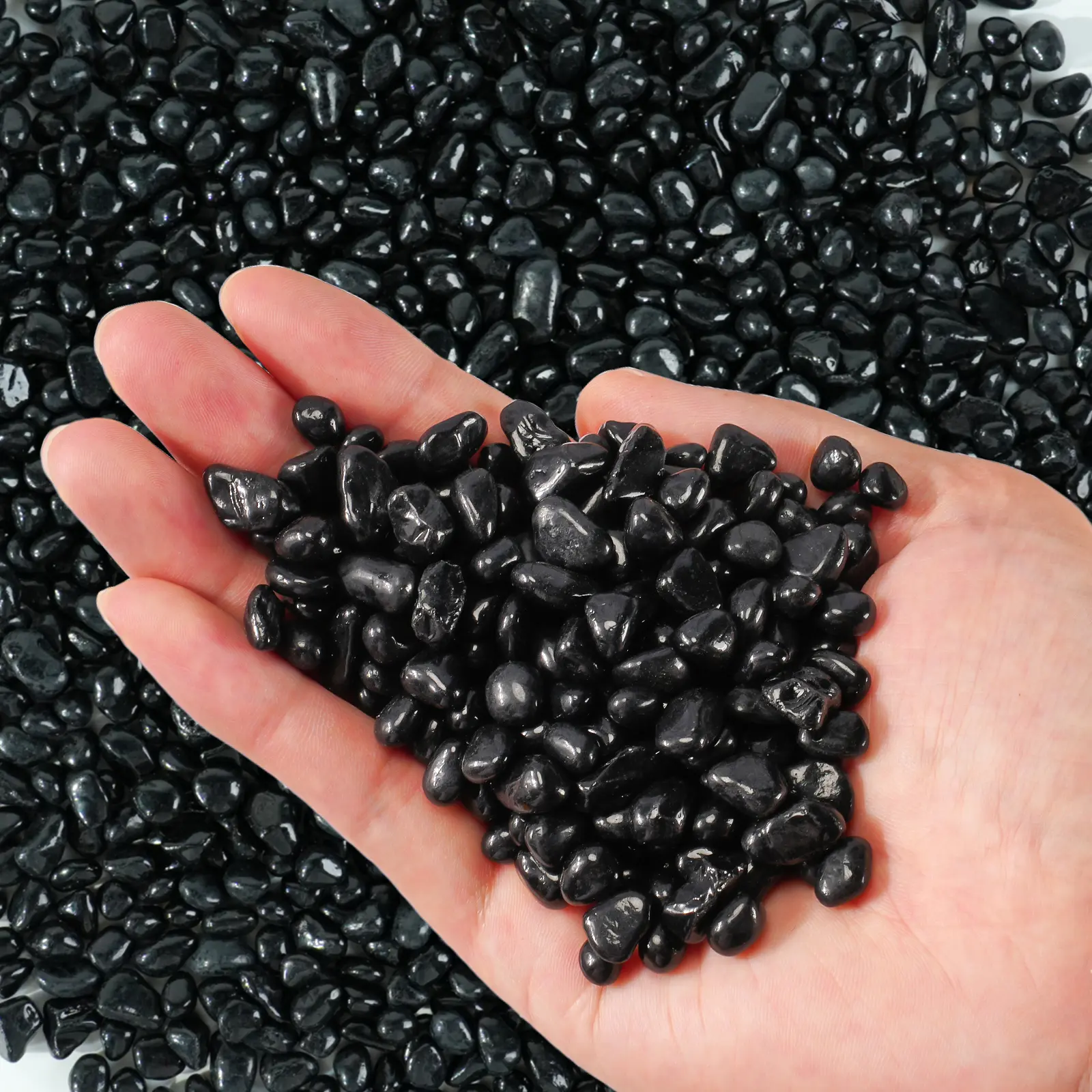 Black Decorative Glass Pebbles (3 LB-18 LB Small Stones) - Indoor & Outdoor Garden Gravel, Aquariums, Fish Tanks, Glass Terrarium & Outdoor Landscape Decor for Gardeners, Plant Displays Enhancement, Decor Enthusiasts