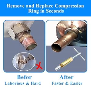 Compression Sleeve Puller Tool Remove Nut & Ferrule Of Pipe 03943, Sleeve Remover For 1/2” Compression Fittings Only, Corroded & Frozen Supply Stops, Plumbing Tools Compression Ring Removal Tool