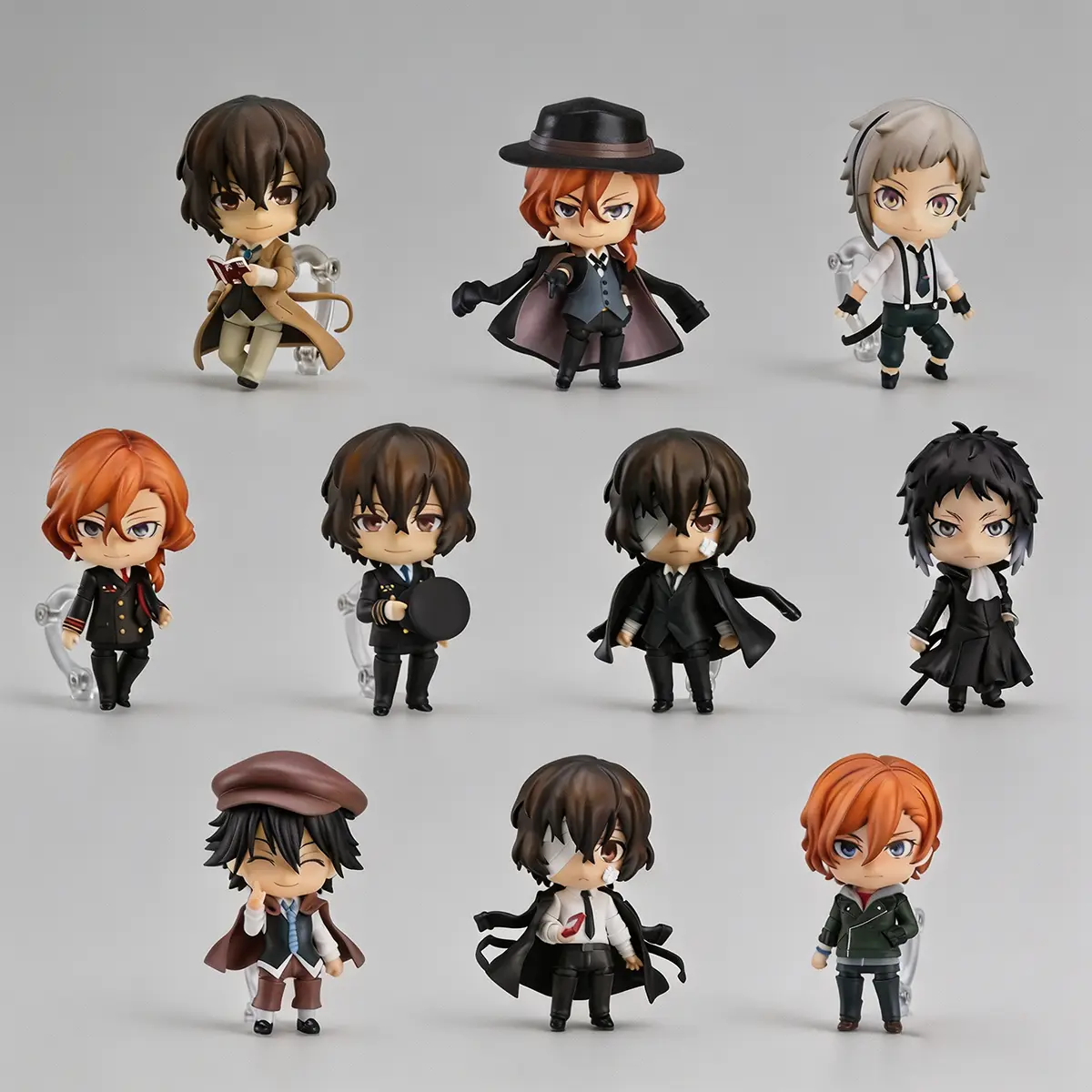 Bungo Stray Dogs Articulated Joints Chibi Action Figure Collection - 10 Versions (Dazai, Chuya, Atsushi, Akutagawa, Rampo Sold Separately) - Movable Swap-Face Anime Figurines with Outfit Accessories - Boxed Collectibles Desktop Toy Gift for BSD Fans, Unis