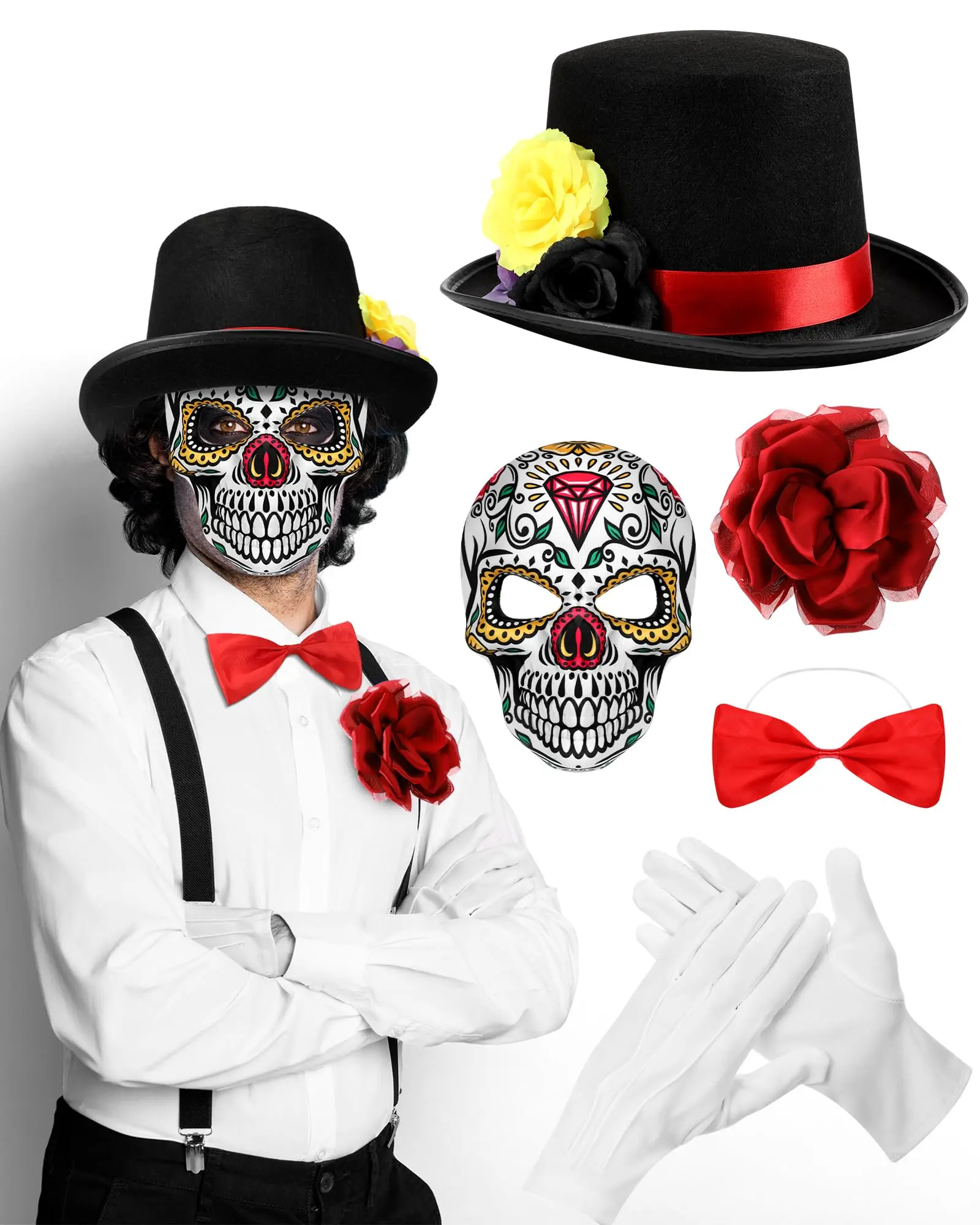 Catrin Dia De Muertos Costume Accessories Day of the Dead Costume for Men Mexican Tradition Halloween Costume Ideas for Dia De Los Muertos Celebrations Cosplay Halloween Party