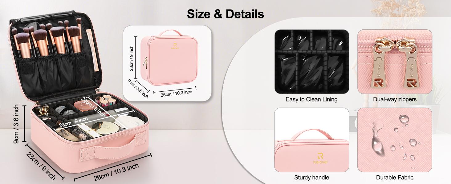 Travel Makeup Bag Cosmetic Bag Adjustable Dividers, Makeup Organizer Bag ,Waterproof, Professional Cosmetic Artist Organizer.Makeup Train Case Cosmetic Case Organizer Portable Artist Storage Bag Perfect Christmas Gift For Friend & Family Travel Makeup Bag Cosmetic Bag Adjustable Dividers, Makeup Organizer Bag ,Waterproof, Professional Cosmetic Artist Organizer.Makeup Train Case Cosmetic Case Organizer Portable Artist Storage Bag Perfect Christmas Gift For Friend & Family