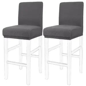 PiccoCasa 2 Pcs Bar Stool Covers Pub Counter Stool Cover Chair Seat Cover Stretch Slipcovers for Dining Room Kitchen Height Counter Chairs Grey