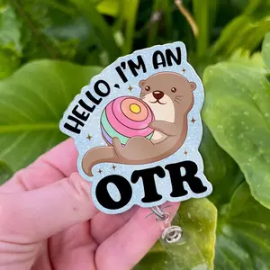 Funny Otter Occupational Therapy Badge Reel, OTR Retractable ID Holder, OT Gift for Healthcare Workers