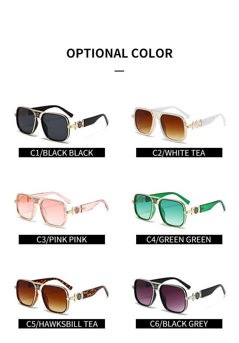 [WishOpen]2026 New Fashionable Luxury Sunglasses European and American Classic Women's Large Frame Metal Frame Casual Luxury Sense Black Frame