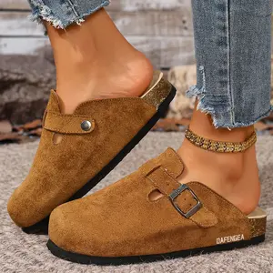Women's Versatile Suede Clogs Slippers  Casual Backless Indoor Outdoor Shoes for Jeans & Dresses Springfresh