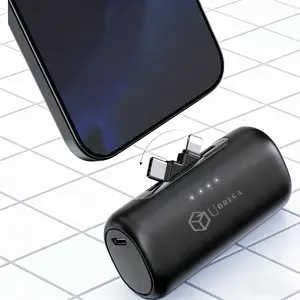 Mini Capsule Power Bank With 2-in-1 Connector, 5000mAh Small Portable Charger, Suitable For IPhone 16/15/14/13/12/11/Xiaomi, Samsung, Android Phones, Emergency Power Supply, Pocket-sized Mobile Power Source