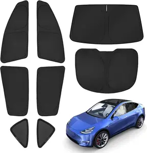 Window Privacy Sunshade for Tesla Model Y Accessories 2020-2024 Windshield Rear Side Window Full Set Car Sun Shades Blocks UV Rays Keeps Your Vehicle Cool Foldable 8PCS(Not for Juniper)