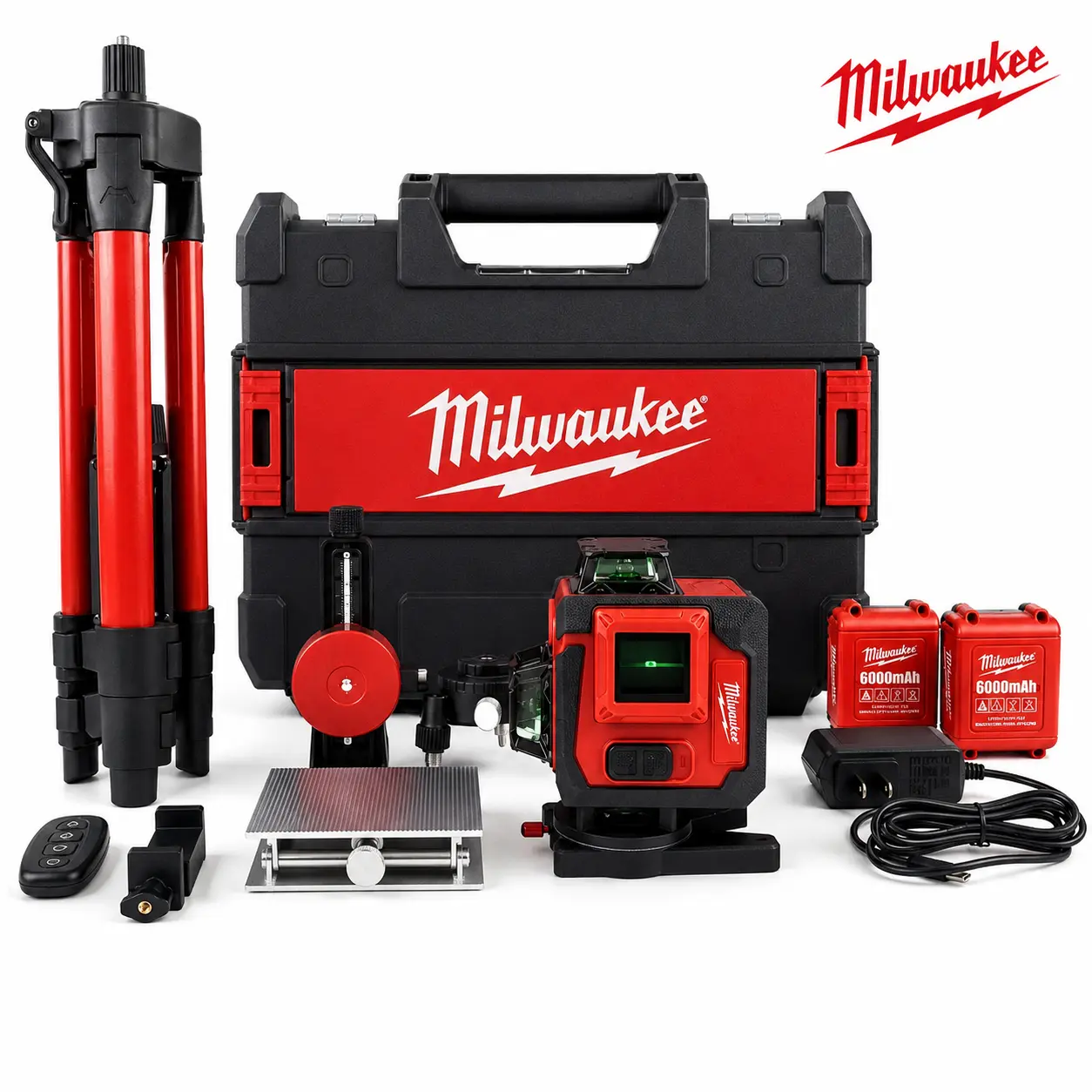 Fast Layout Helper | Milwaukee 4D Green Laser Level , 16 Lines 360° Self-Leveling Tool with Tripod, Batteries, Charger & Case for Tile,  Drywall & Home Renovation professional construction task diy Cordless use garage brushless torque speed kit vevor