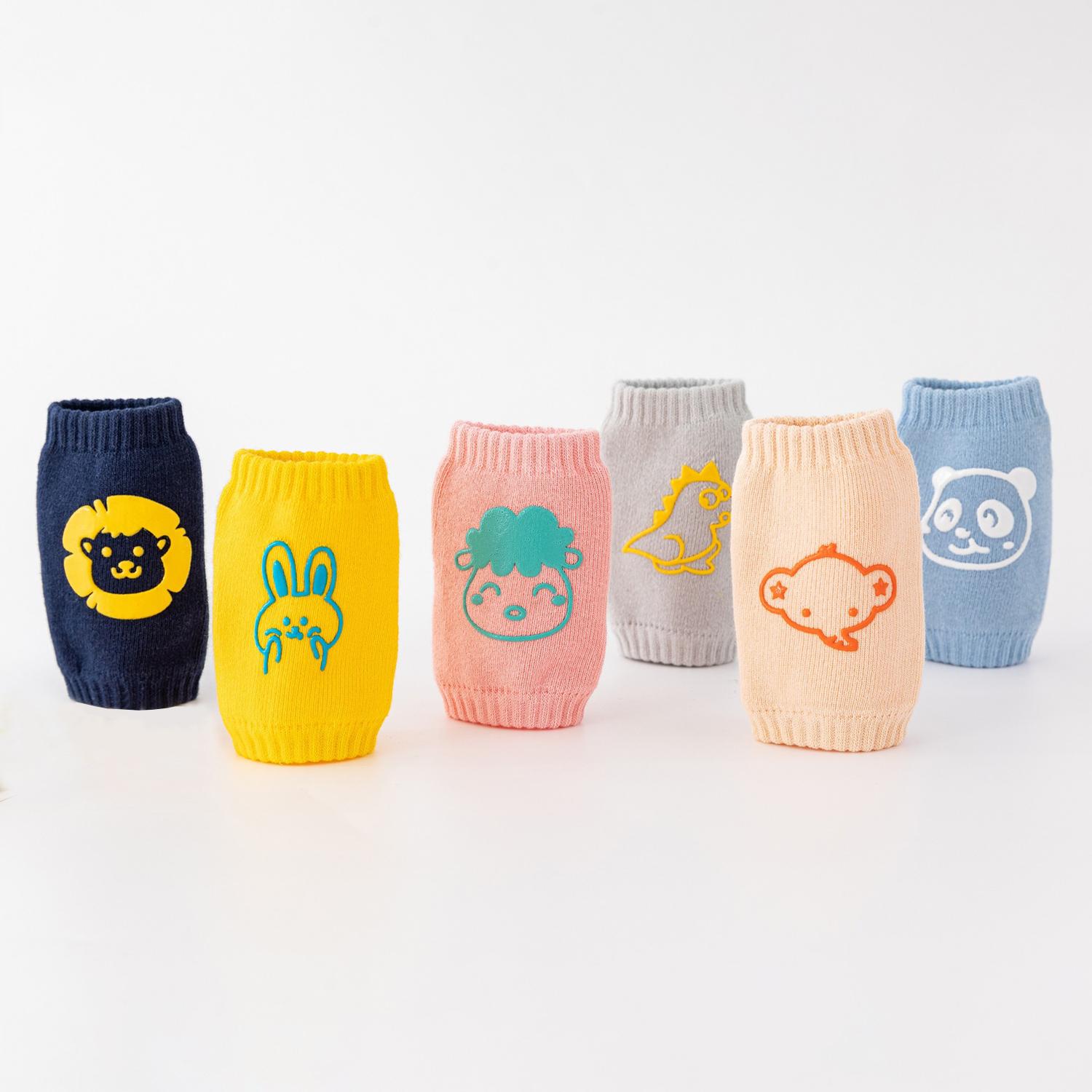 6 pairs of baby crawling non-slip knee pads for boys and girls cartoon elastic toddler solid color knee pads four seasons warm accessories baby gifts baby knee pad baby  knee  pads