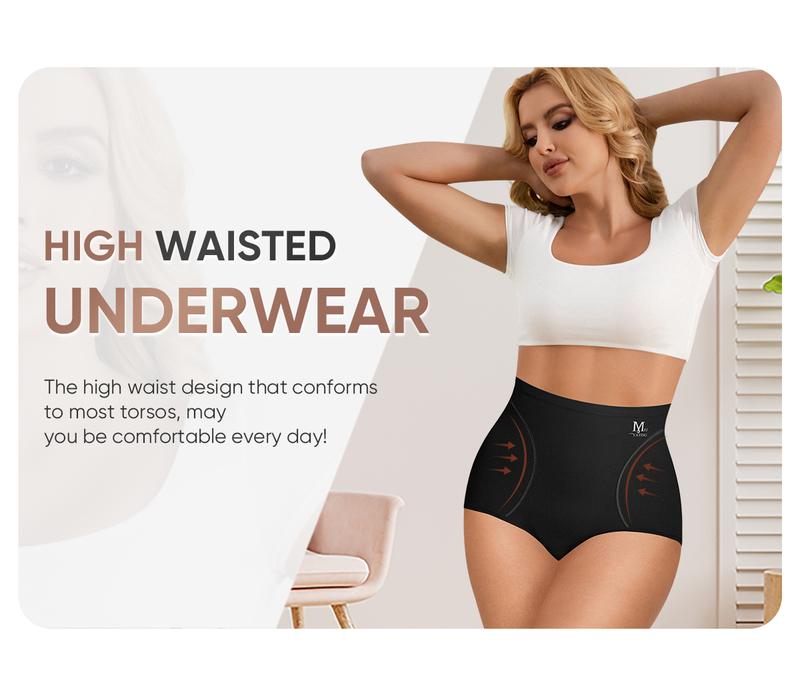 Morelect 5/7/10 Pcs High Waist Letter Print Briefs,XS-6XL Tummy Control Panties for Women,Solid Color Breathable Comfy Knicker for Daily Wear,Women's Underwear for All Seasons.