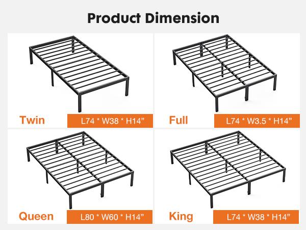 Metal Bed Frame,Twin Size Bed Frame with Storage Space,Heavy Duty Sturdy Mattress Foundation,Easy Assembly,No Box Spring Needed, Black,12 Inch,Twin