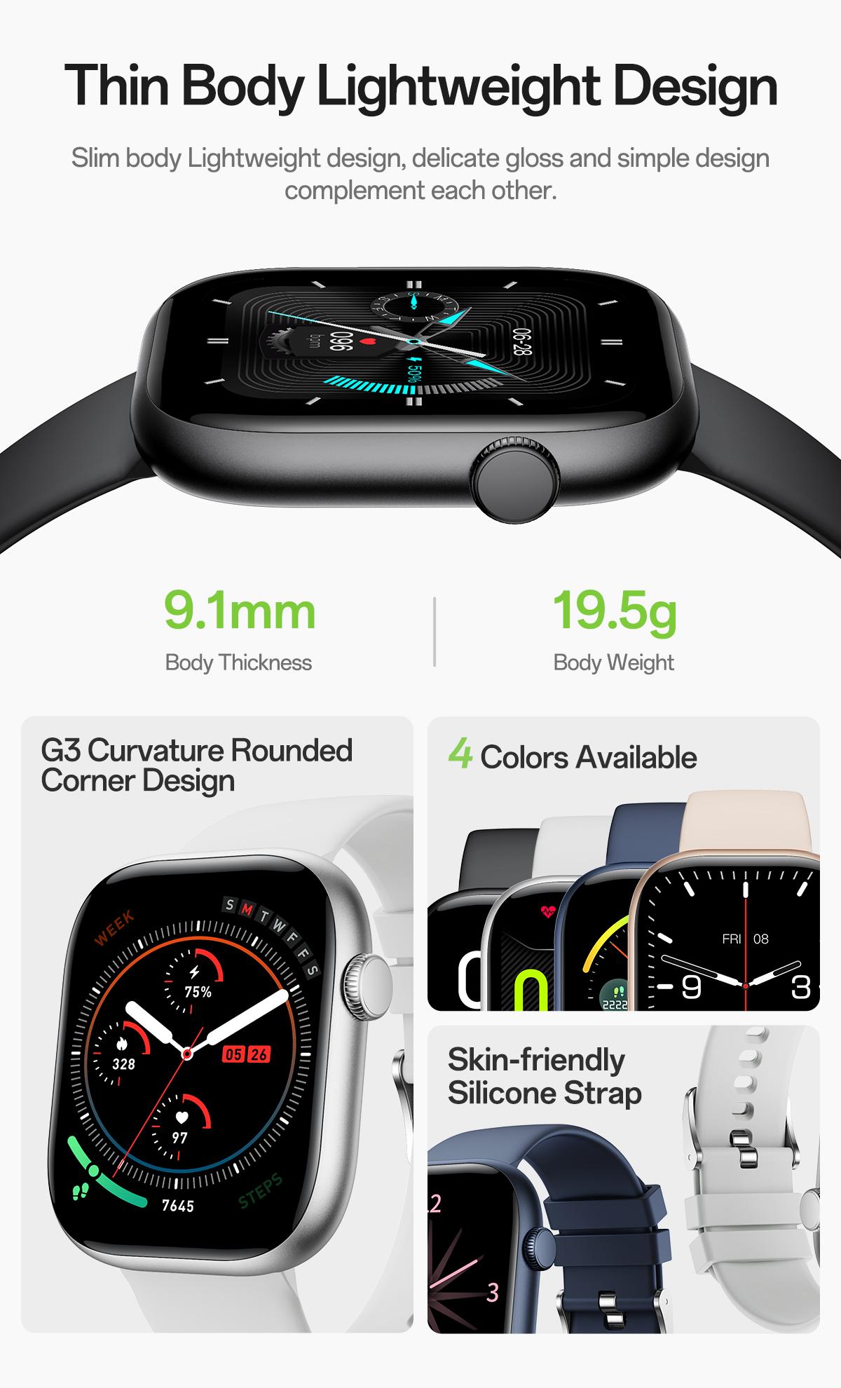 Aolon Huafit S10 smartwatch — a Valentine’s Day gift with a 1.83" borderless IPS display, Bluetooth calling, 23+ sports modes, message reminders, IP68 waterproof, compatible with Android & iPhone, for Women & Men