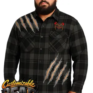 (with cuts) PAWsitive Flannel with BEAR Claws — Port & Company Unisex Plaid Shirt Black Cotton Crewneck Longsleeve Shirt