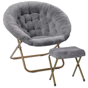 Cozy Faux Fur Saucer Chair X-Large with Footrest