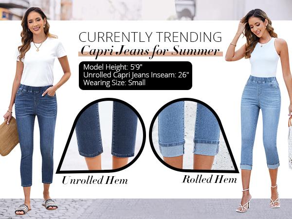 GRAPENT Pull On Jeans for Women High Waisted Skinny Capri Pants Trendy Stretch Denim Cropped Jeans Crop Jeggings Capris SpringStatements GRAPENT Pull On Jeans for Women High Waisted Skinny Capri Pants Trendy Stretch Denim Cropped Jeans Crop Jeggings Capris SpringStatements