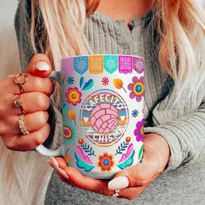 [Sale up to 40%] + [FREE SHIP] Cafecito Y Chisme 15oz Coffee Mug, Concha Pan, Sublimation Design