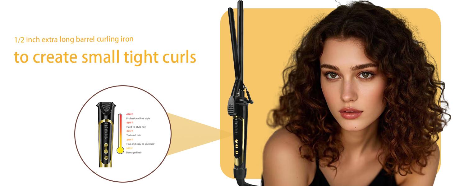 Lanvier 1 Inch Extra Long Hair Curling Iron with Ceramic Tourmaline Barrel, Professional Hair Curler up to 450°F with Dual Voltage for Worldwild Use, Hair Waving Style Curling Tool to Creat Small curls to Medium curls for Girls & Women–Black Comfort