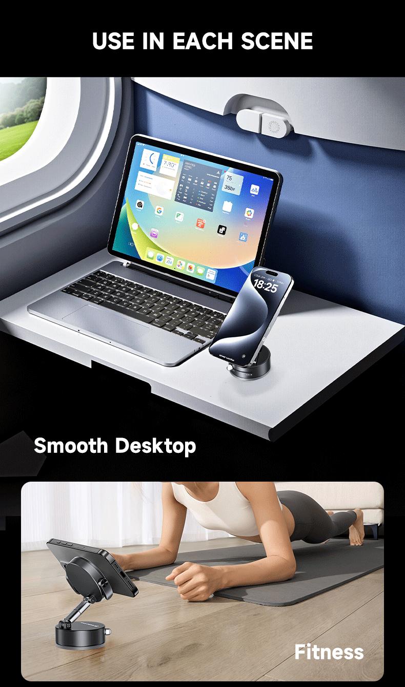 New-MAGIC JOHN 360° Magnetic Phone Holder Strong Magnetic Grip, Anti-Slip Base & Foldable Design for Car, Home & Travel