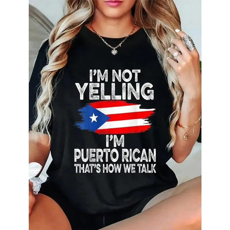 Funny Puerto Rico Flag "I Don’t Scream I’m" T-Shirt – 100% Cotton Graphic Tee, Short Sleeve Casual Top for Men, Women & Youth, Unisex Summer Shirt, Gift for Puerto Rican Fans graphic tee