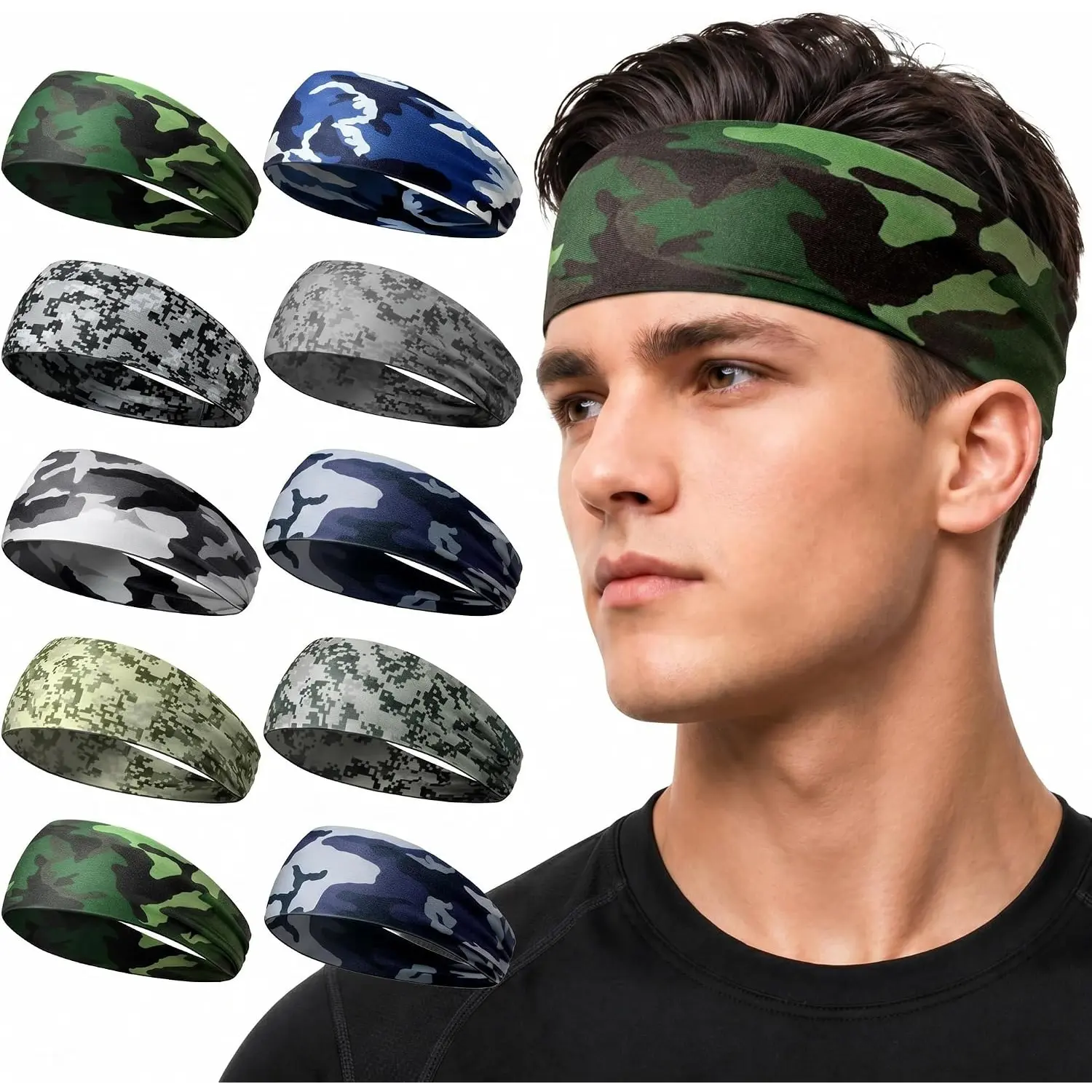 Sports Headbands - Comfortable & Durable Camouflage Design for Men & Women - Ideal for Beach & Gym Activities