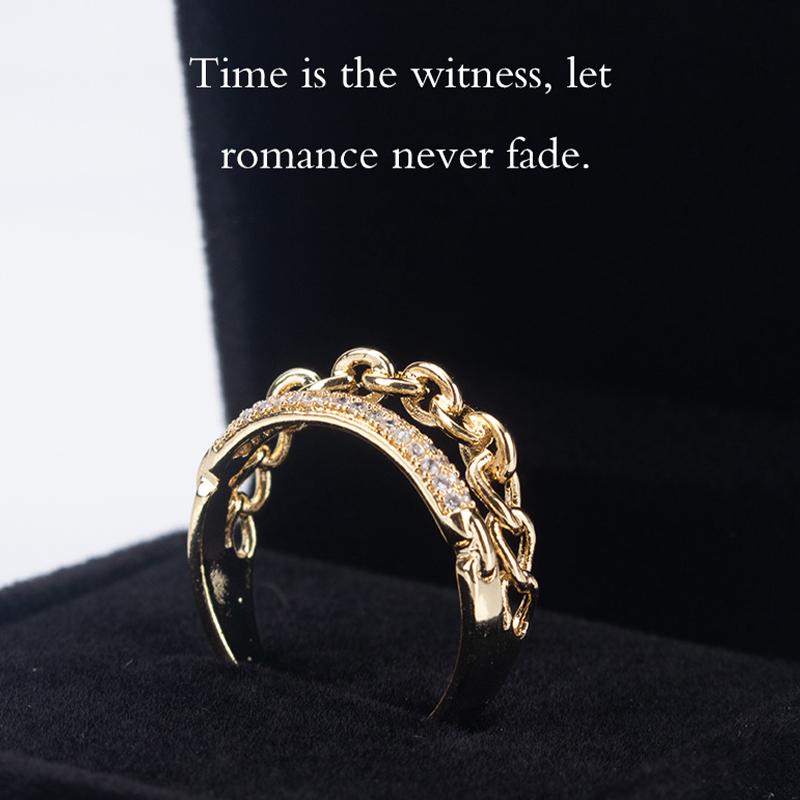 Double Layer Chain Moissanite Titanium Steel Ring, Unique Artistic Design, Statement Jewelry for Women, Express Your Personality, Fashionable Stackable Ring with Sparkling Stones Demi Ring Casual ring stack claddagh voldemort frank  ocean marquise  cut ba