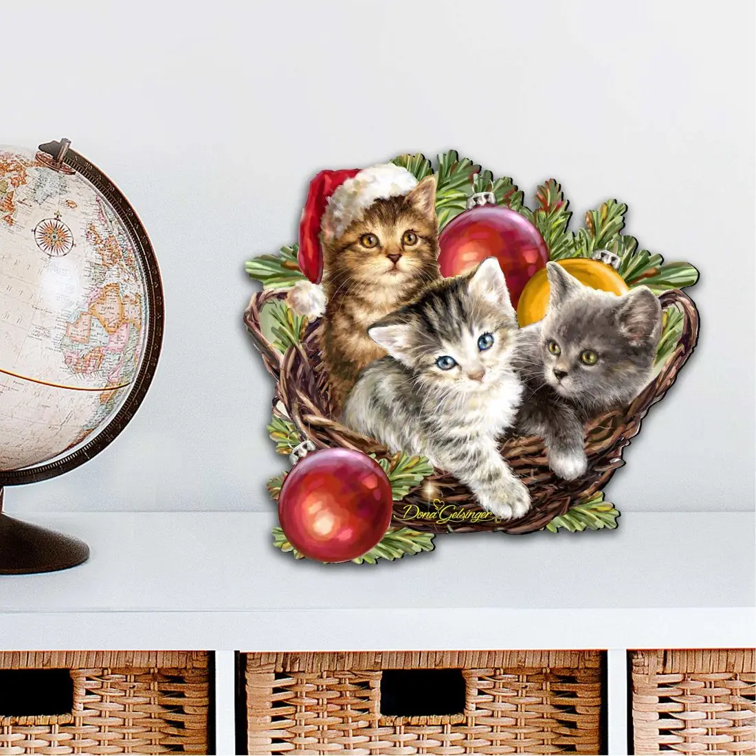 Designocracy 8461027-1M-1607 12x9 in. Artistic Christmas Wreath, Large Ornaments Wall Artwork, Outdoor Festive Home Decoration Supply