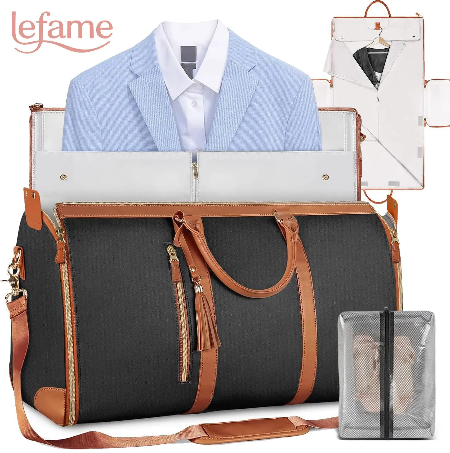 Lefame Travel Duffle Bag with Shoe Compartment, Foldable Carry-On Weekender Bag for Men and Women, Oxford Cloth Overnight Bag with Organized Pockets and Adjustable Shoulder Strap,vacationoutfits,beachoutfits,back to school shopping tiktokshopbacktoschool