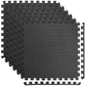 24 Tiles Interlocking Foam Floor Mats, 12" x 12" EVA Puzzle Exercise Mat, 0.4" Thick Leaf Texture Gym Flooring for Home Gym, Yoga Area, Garage, Basement & Floor Protection