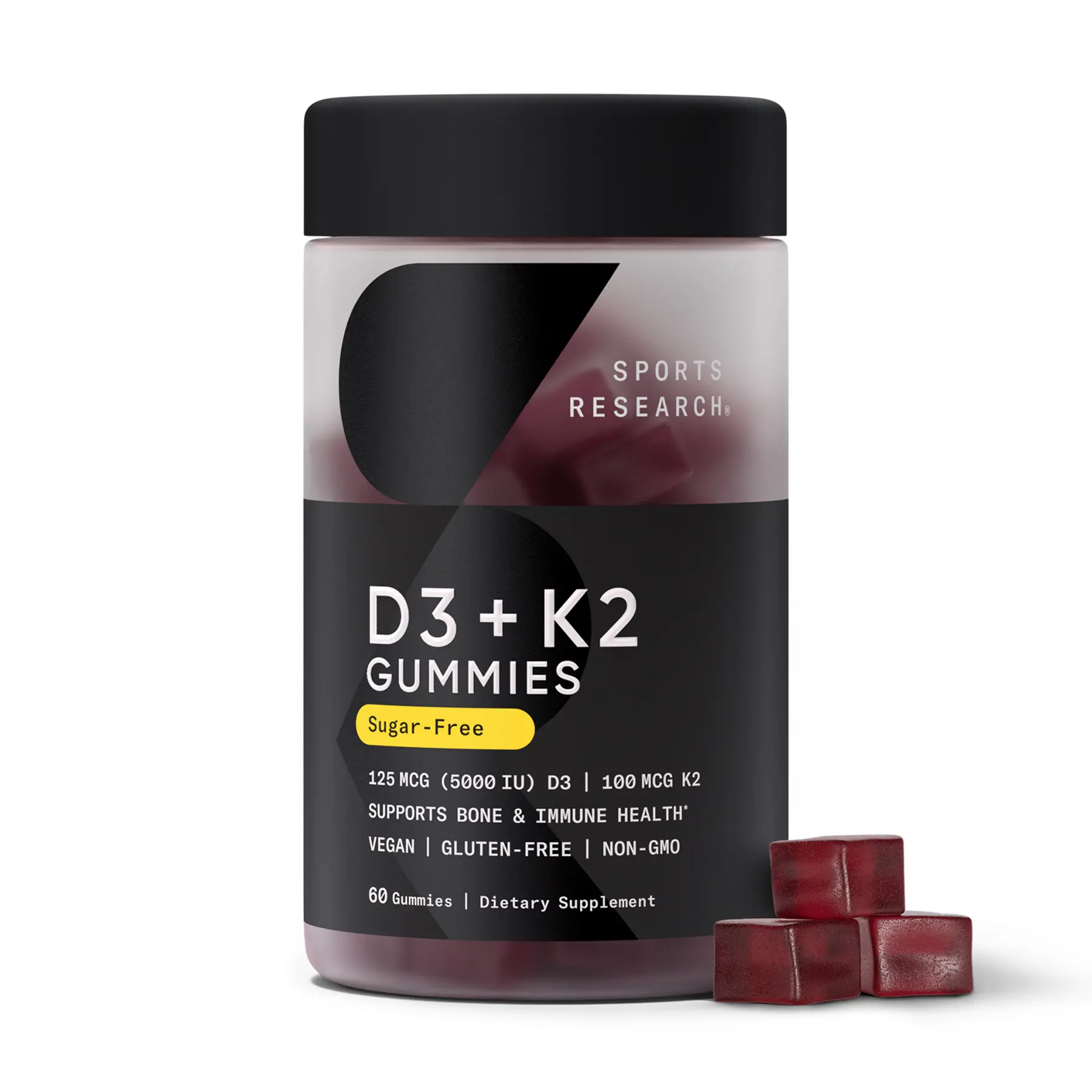 Sports Research® Vegan Vitamin D3 + K2 Sugar-Free Gummies, 60 Count