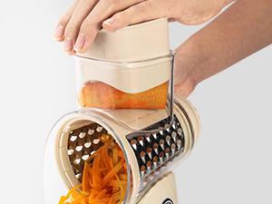 SUSTEAS Vegetable Food Chopper with 5 Replaceable Blades, Powerful Suction Cup Base, 18/10 Stainless Steel, BPA Free,  Kitchen Gadgets Cooking Cutting Multifunctional Cabbage Grater Utensils Beige