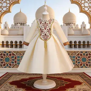 85 Muslim Girl Birthday Party Fashion Show Piano Performance Heme Print Party Holiday Girls Ball Gown Dress