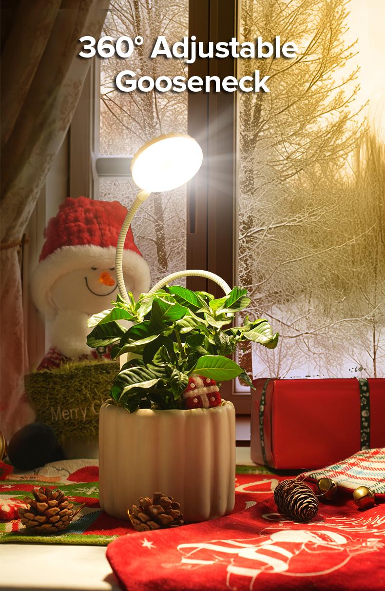 SANSI Upgrade  Pot Grow Lights for Small Plants and Glass Ring Vases Plantswith 4-Level Dimmable， 5W/10W Full Spectrum  Multipurpose light with Auto On Off 3 6 12 Hrs Timer for Succulents，Thanksgiving, Christmas, New YearModern Gift