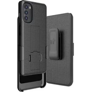 Case with Clip for Moto G 5G (2022), Nakedcellphone Slim Hard Shell Phone Cover with Kickstand and [Rotating/Ratchet] Belt Hip Holster Holder Combo for Motorola XT2213 Series