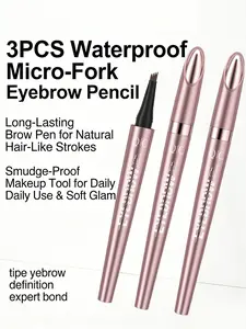 3PCS Waterproof Micro-Fork Eyebrow Pencil, Long-Lasting Brow Pen for Natural Hair-Like Strokes, Smudge-Proof Makeup Tool for Daily Use & Soft Glam Cosmetic definition method eye hairlike browpen mighty fine tipe yebrow