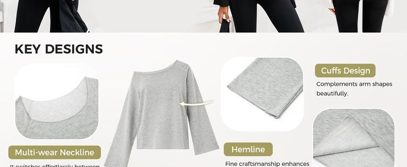 Fisoew Sports Women's Off-Shoulder Thin Sweatshirt, Wide Neckline Loose Pullover, Long Sleeve Y2k Fashion Loose Fit Top, Recommended as a Valentine's Day Gift.